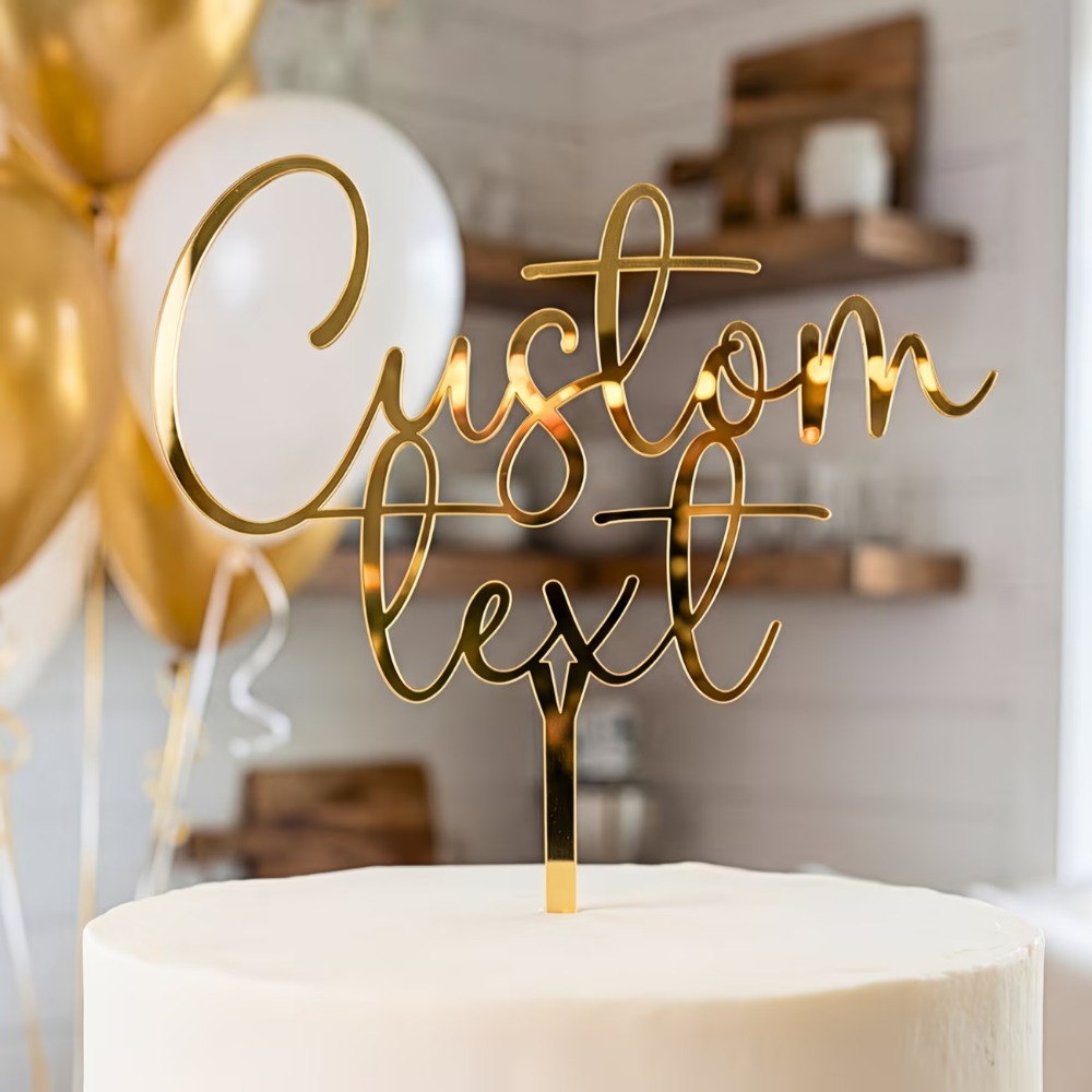 TEMU 1pc Personalized Custom Wedding Cake Topper, Customizable Acrylic Cake Decoration - Personalized Name With , Elegant Design, Suitable For