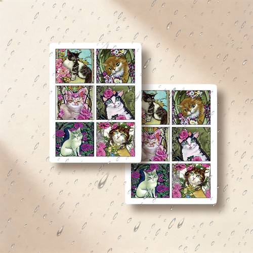 item picture 2pcs sheet nouveau cats sticker