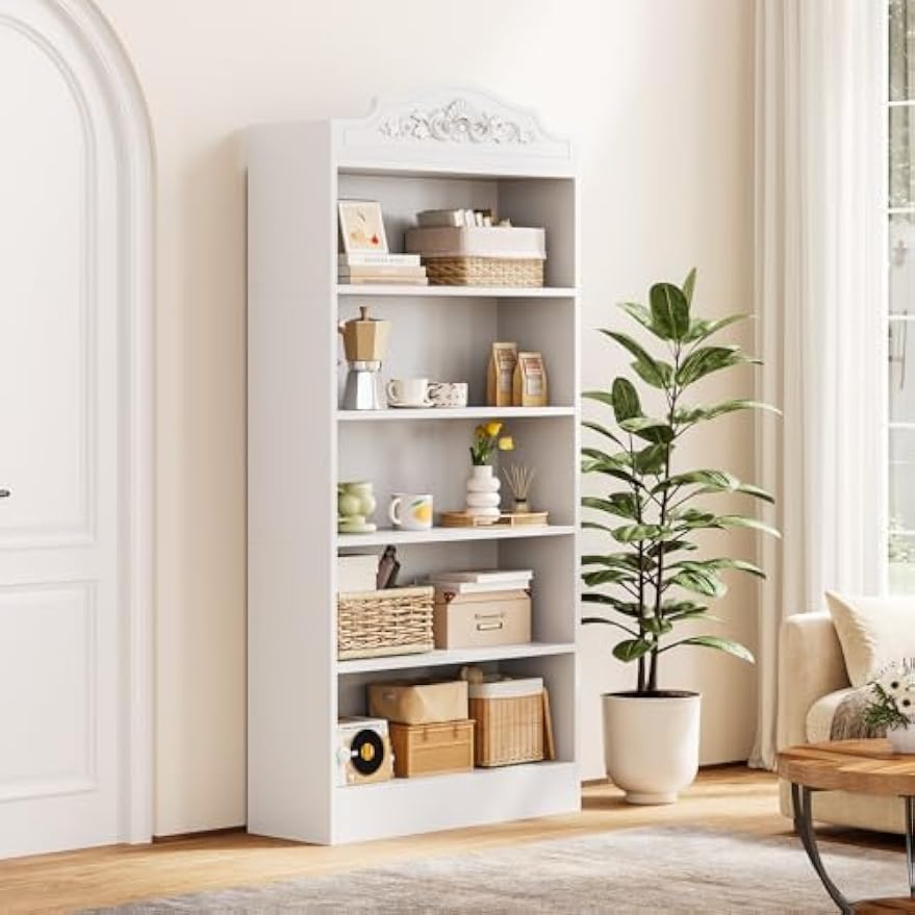 5-tier Bookcase, 73-inch Storage Shelf Organizer, Modern Bookshelf For Living Room, Bedroom, Home Office & Classroom
