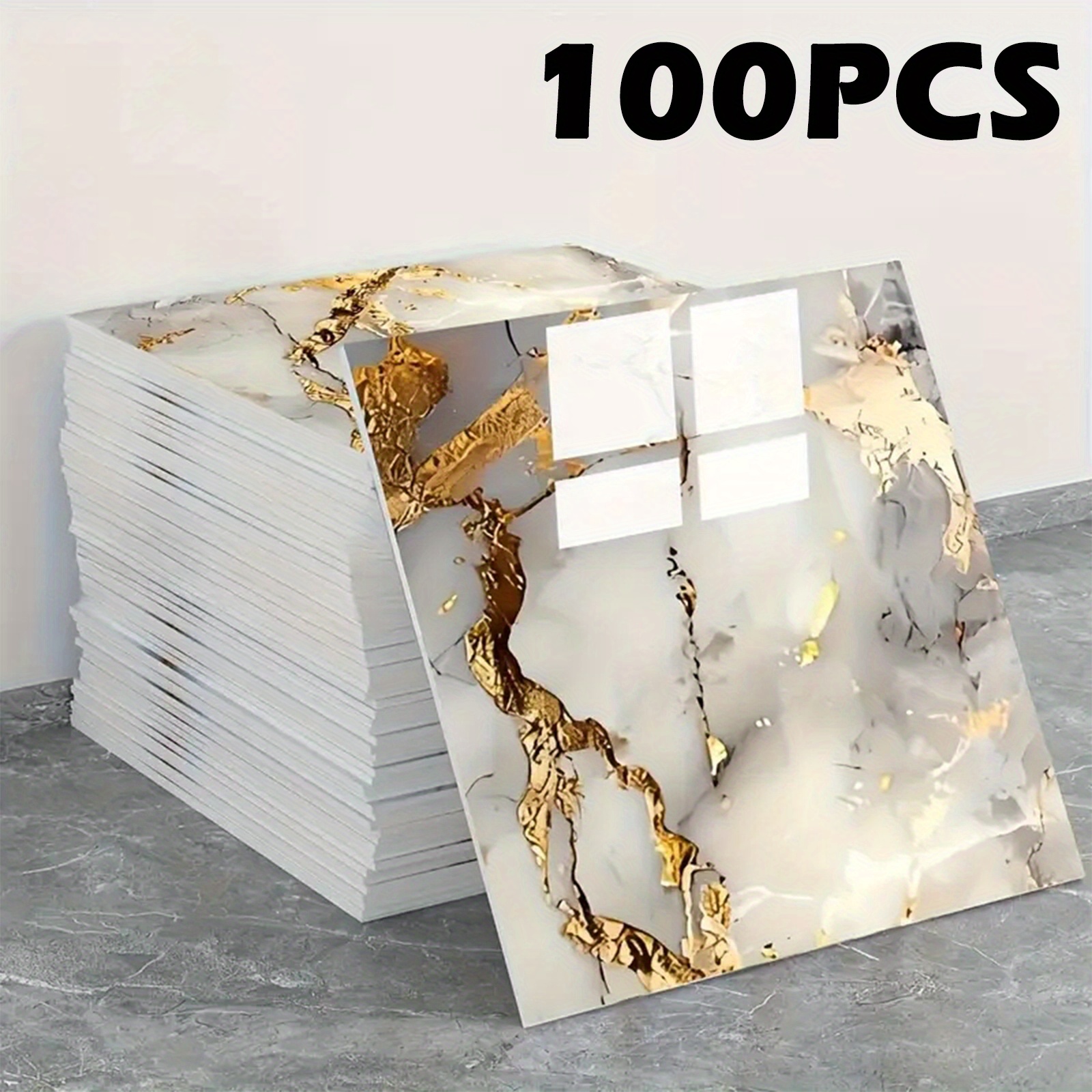 50/100pcs Waterproof   Shower Tiles - Self-  Bathroom/Kitchen/ Living Room/TV Backdrop Panels -  , Modern Marble-like Wallpaper Alternative - for Home, Office, Hotel Decor, Kitchen Wall Covering, Contemporary Style,    , Wall Stickers, Interior Designers