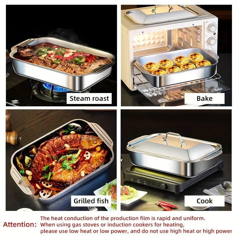 2pcs Oversized Heavy Duty Stainless Steel Bakeware with Lid-Non... product image 5