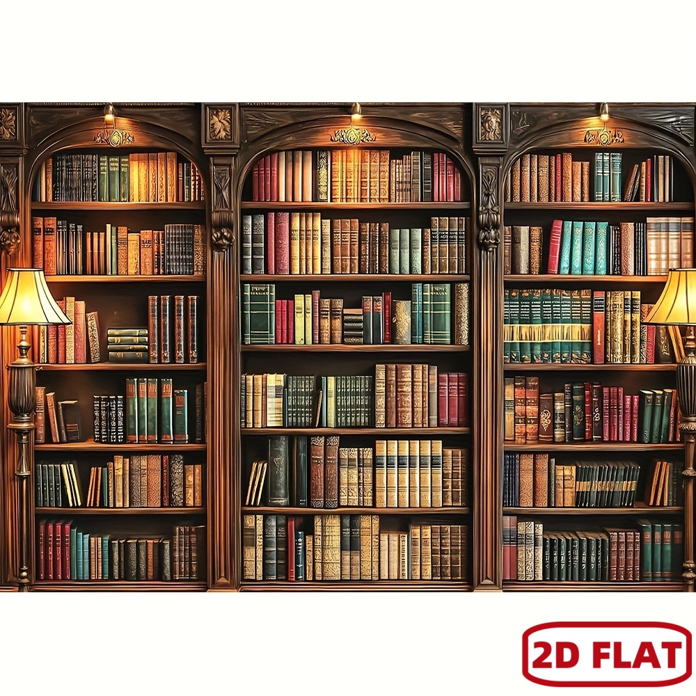 TEMU 2d Flat, 2d Plane, 2d Plane - 2d Plane, 2d Plane - 2d Flat Banner With Bookshelf Background, Taking Photos In Environments Such As Schools Or