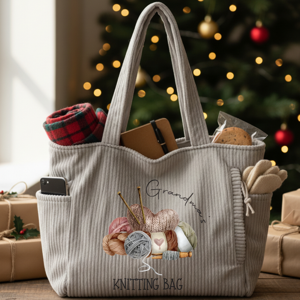 Image of Women's Personalized Knitted Storage Bags With Names | Yarn Storage | Knitting/crocheting Organizer Bags | Gifts For Grandma | Gifts For Mom | Birthday Gifts | Christmas Gifts