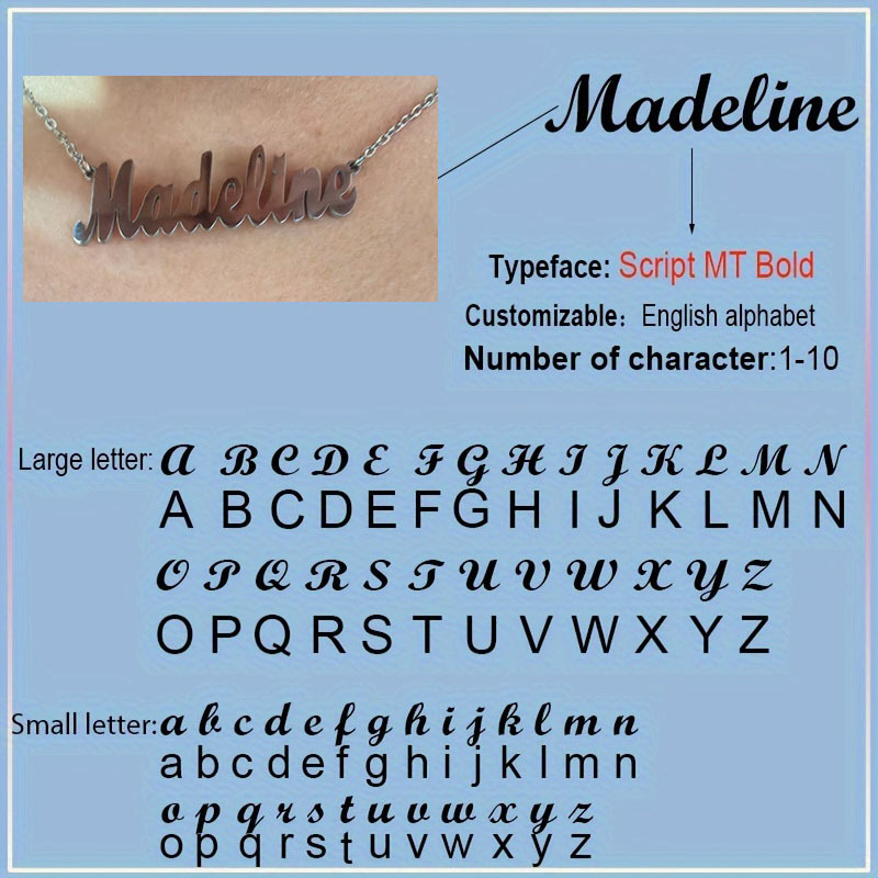 TEMU Customize A Personalized Name Necklace Made Of Stainless Steel, A Custom Name Jewelry Piece, An Ideal Birthday Gift For Women, A Mother's Day