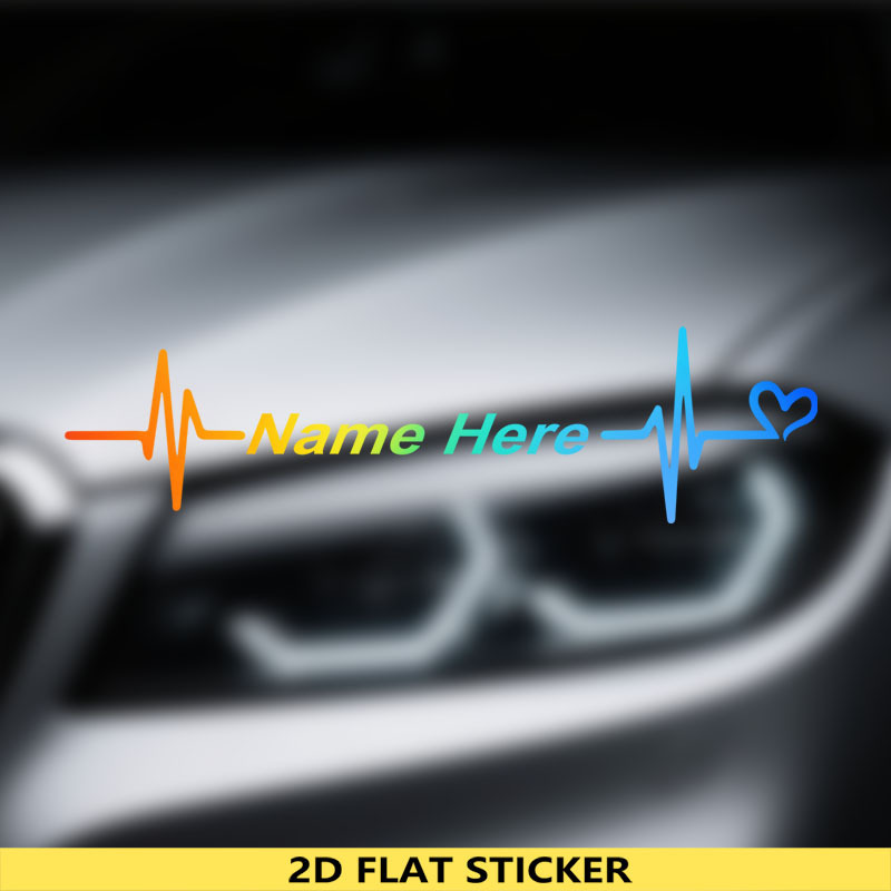 TEMU 1pc Custom Sticker For Car, Personalized Customization Name Decal, Heartbeat Art Design, Reflective Vinyl Decal For Cars Windows Bumper