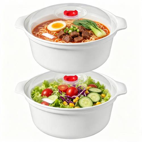 imagen del artículo juego de 4 piezas: 2 s + 2 cuencos, recipientes para almacenar alimentos, para microondas, cuencos para ensalada, cuencos para ramen, cuencos redondos para con , para lavavajillas y refrigerador, hechos de material pp5 de grado alimenticio
