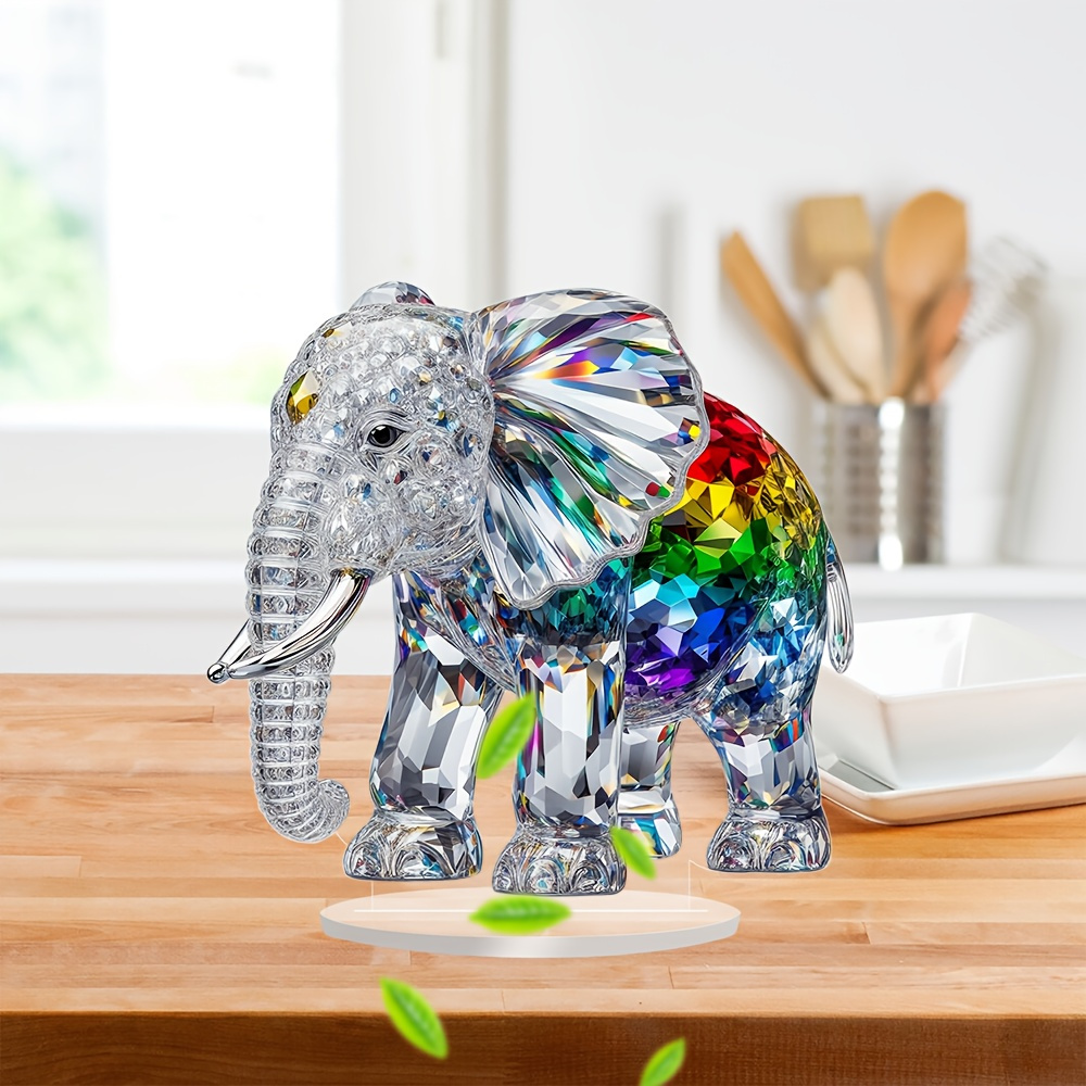 

2d 1pc Dream Elephant Ornament, 8 X 8 Acrylic Table Decoration, Anniversary, Multi-functional Home Decoration, Valentine's Day And Holiday, Elephant Decoration