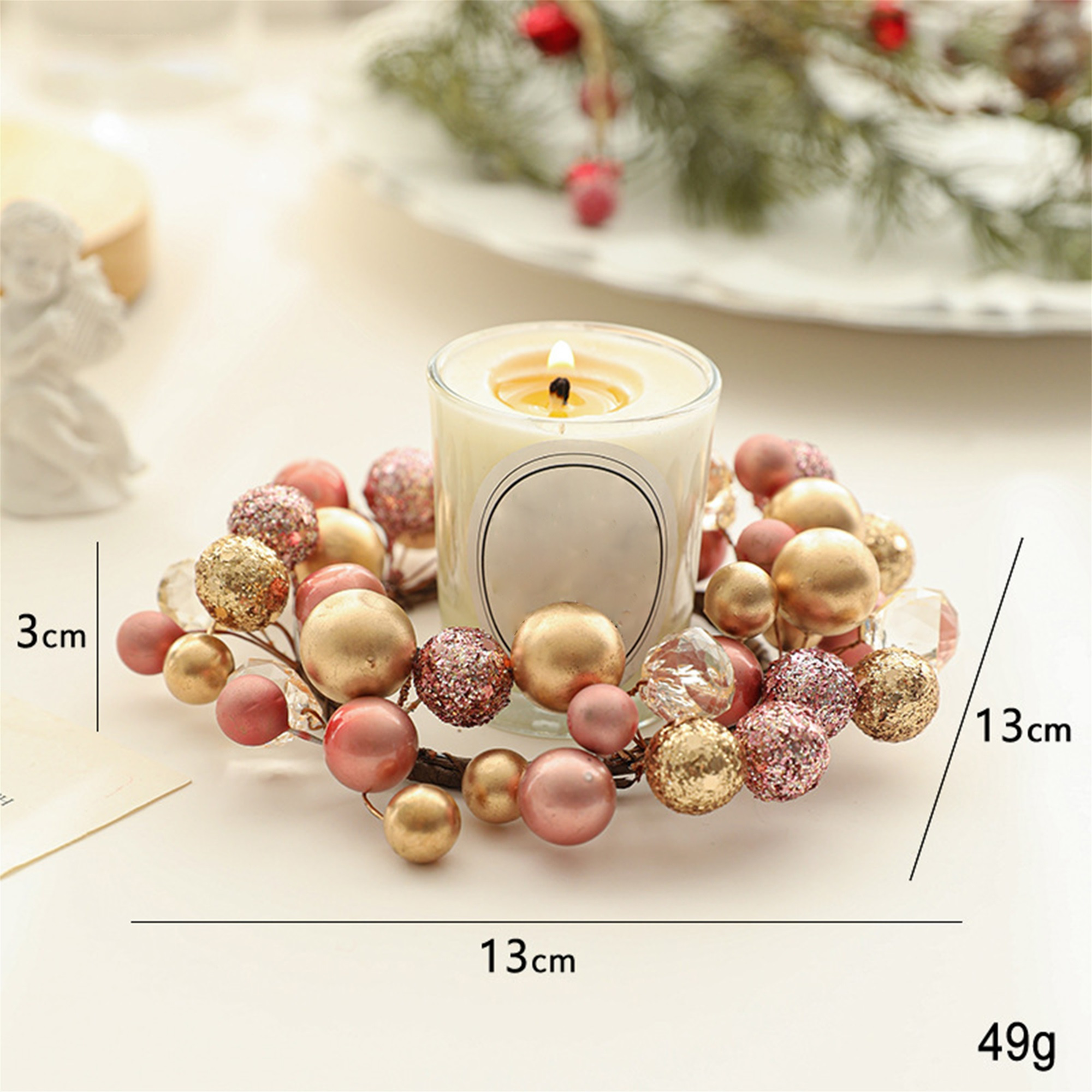 Vibrant Candle Rings with Christmas Balls And Elegant Mini Wreath Candle  Holders Specifically for Tabletop Displays And Front Door