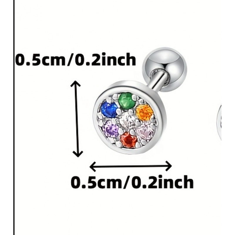 Women's 925 Sterling Silver Round Screw Back Stud Earrings — Classic Design