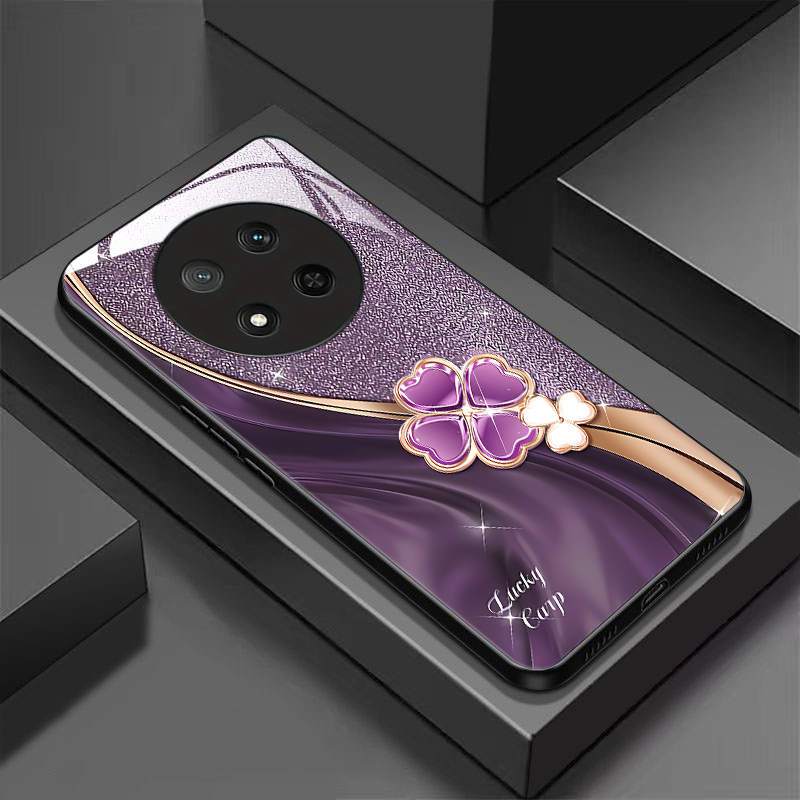 TEMU Coque en verre trempé pour Honor X60 Pro, X9C et Magic 7 Lite - Ultra-mince avec motif à feuilles BLA082