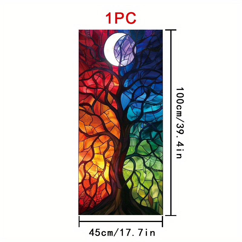 TEMU 2d Flat - 2d Flat - 1pc Of 2d Flat Stained Glass Window Film Featuring A Design, Measuring 45×100cm. It Clings Statically And , Showcasing A