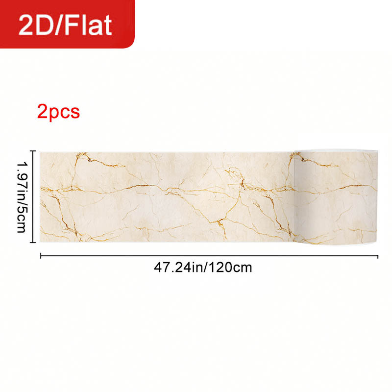 TEMU 2 Rolls 2d/flat Self-adhesive Removable Caulk Tape, Rock Vein Theme With Marble Pattern, Cuttable Sealing Strip For Home Renovation And