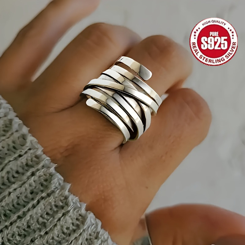 

Fashionable Broadband Ring -925 Sterling Silvery, Fashionable Decoration Suitable For , Very Suitable For Daily And Party Clothing, Showcasing Personal Charm And