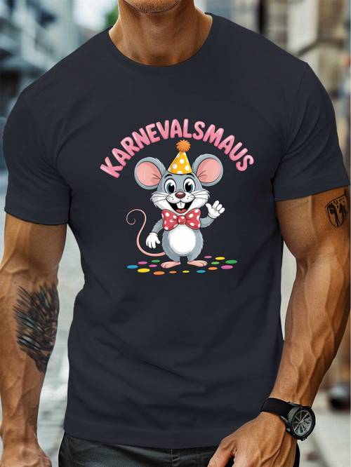 imagen del artículo camiseta para hombres talla , estampado de de ratón carnaval de , manga corta, tops casuales de moda para , hombres y altos, talla