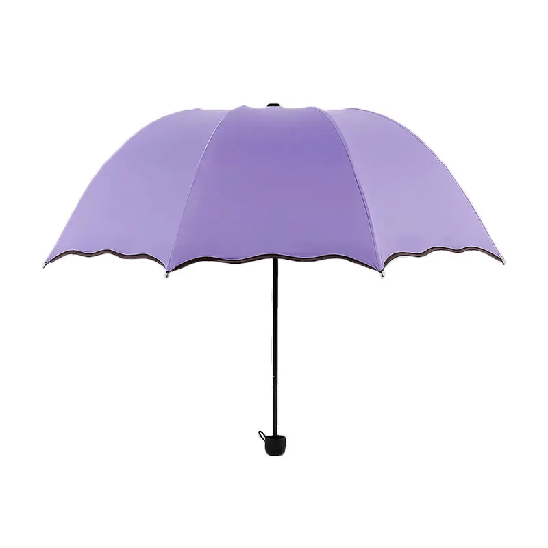 Fun And Romantic Flower Folding Umbrella With, Solid Color, , Lightweight And Durable, Elegant Accessory For Daily And