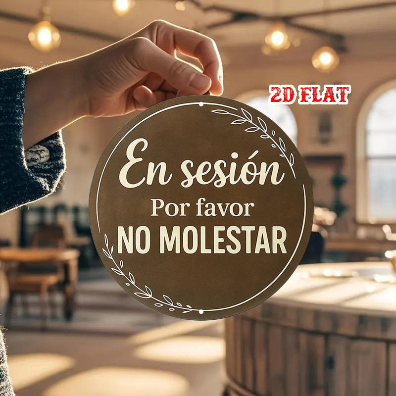 TEMU 2D, 1 pieza Letrero metálico de recordatorio de privacidad en español - " " Decoración de pared redonda rústica adecuada para hogar, oficina,