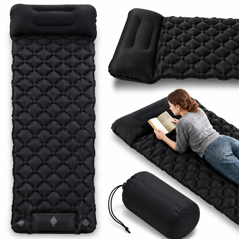 Image of Sleeping Pad, Ultralight Inflatable Sleeping Pad For Camping, Built-in Pump, For Hiking - , Carrying Bag, Compact And Lightweight Camping Pad
