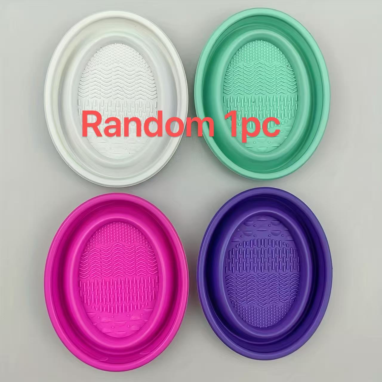 Image of 1pc Random Silicone For Makeup Brush Cleaning Bowl - No Scratching, Electricity-free Scrubbing Pad For Makeup Brushes, Durable And Odorless Beauty Tool Cleaning Bowl, For Makeup Brush Cleaning Bowl