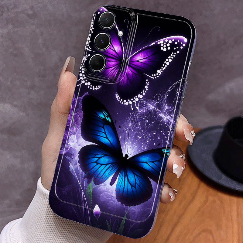 TEMU Phone Case - Purple And Blue Wing Print Protective Case For Galaxy A02 A03s A04 A05s A06 A13 A14 A15 A16 5g A21s A22 A23 A24 A25 A32 A34 A35 A50