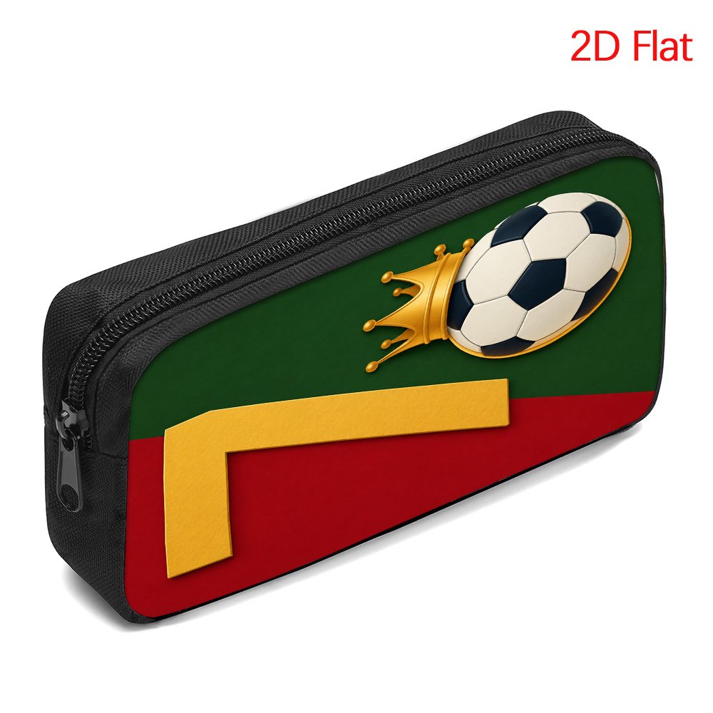 TEMU 1 stuks Etui, 2D Plat Gedrukte Voetbal met Gouden Kroon en Nummerpatroon, Etui, Pennen Etui, Ritszakje, voor School Kantoor Schrijfwaren