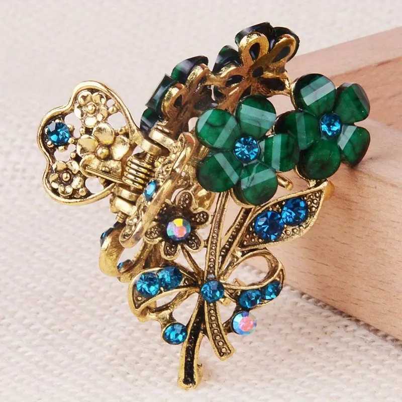 4pcs retro flower medium hair claw clips with   womens fashion metal alloy hairpins suitable for   length hair   daily use and parties ideal gift for   Product details 4