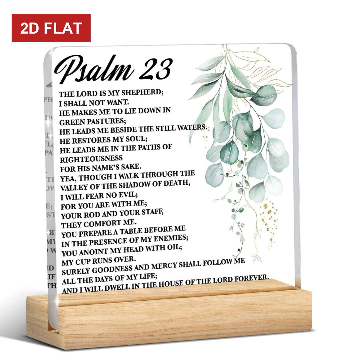 TEMU 2d Flat, 2d Flat Psalm 23 Motivational Verse Office Desk Decor, Christian Gifts For Women, Gifts For Women Men Mother Sister, Birthday Halloween