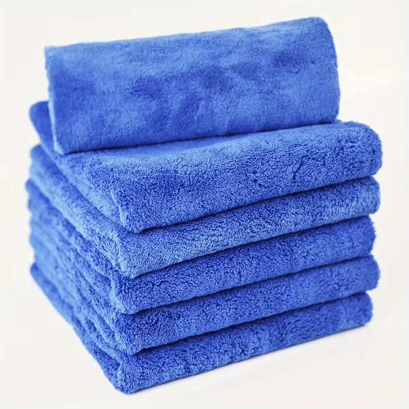TEMU Set Of 6 Microfiber Towels 530gsm For Car Care, Thick Drying Cloths For Detailing And Washing