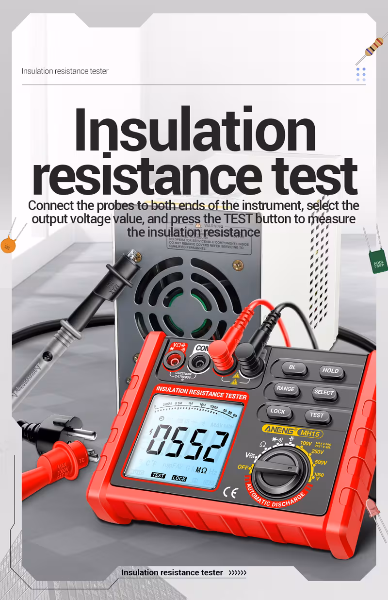 mh15 digital ohm meter insulation meter 6000 counter tester tester megohm meter high voltage tool no battery Product details 7