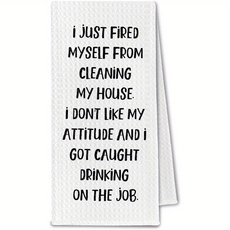 TEMU 1pc/2pcs Cleaning Cloths, Reusable Cleaning Towels, Sarcastic Humorous Quotes Kitchen Towels - Tea Towels, With Sayings, Washable And Durable