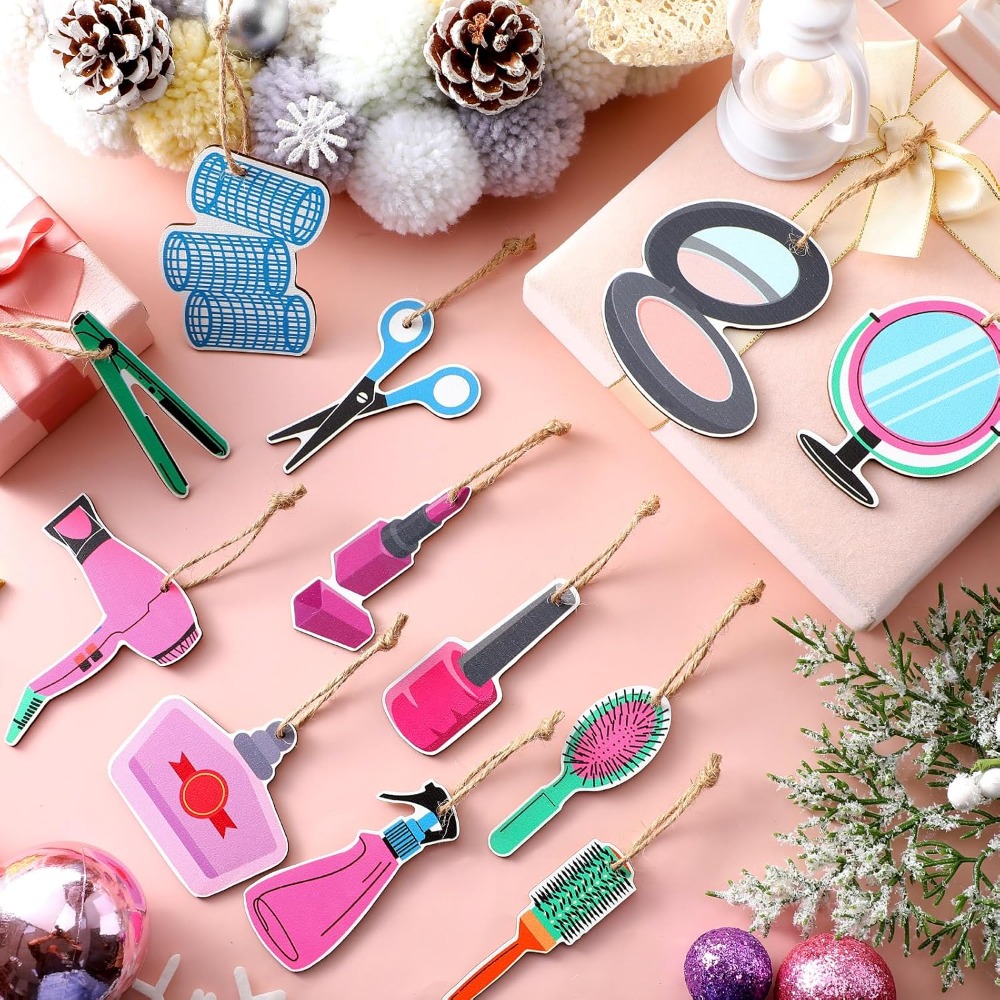 TEMU 24pcs Set Of Christmas Tree Hair Salon And Barber Shop Decorations