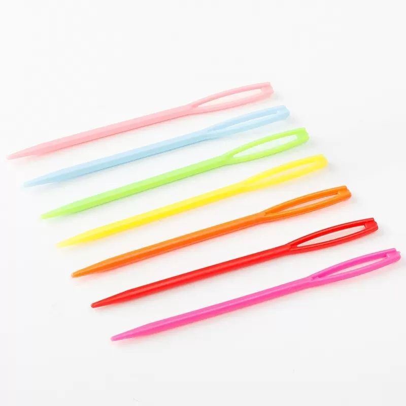 98 Pack 7cm Random Colour Big Eye Sewing Needles, Blunt Tip for Easy Threading