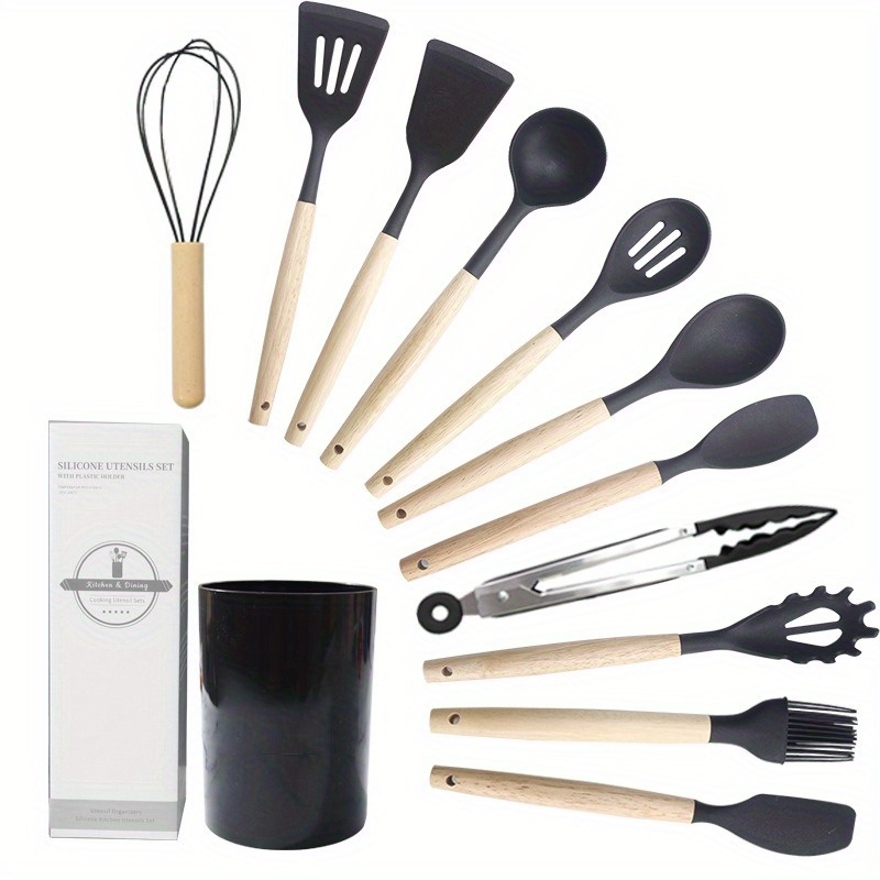 12pcs silicone kitchen utensil set non stick food grade cooking tools with spatulas soup spoon for home and restaurant use details 9