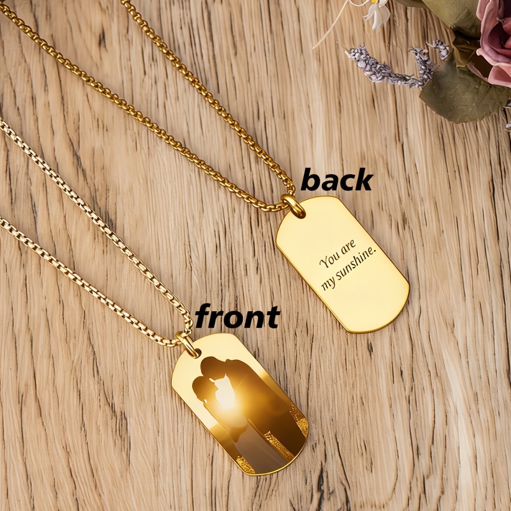 Personalized Custom Photo Men's Pendant — 18K Plated Unisex Necklace
