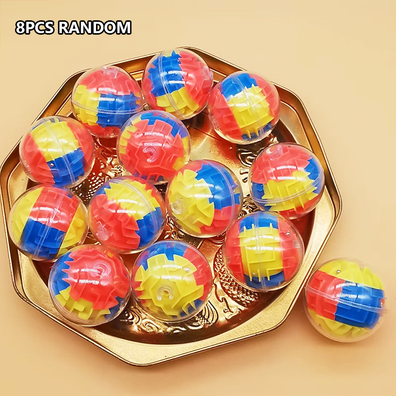 Image of 8pcs 3d Maze Ball Puzzle | Magical Brain Teaser Game Educational Toy, Mixed Color, Plastic, Ideal For Classroom, Party Favors, Christmas, Birthday, Halloween, Easter, Carnival, Thanksgiving Gifts
