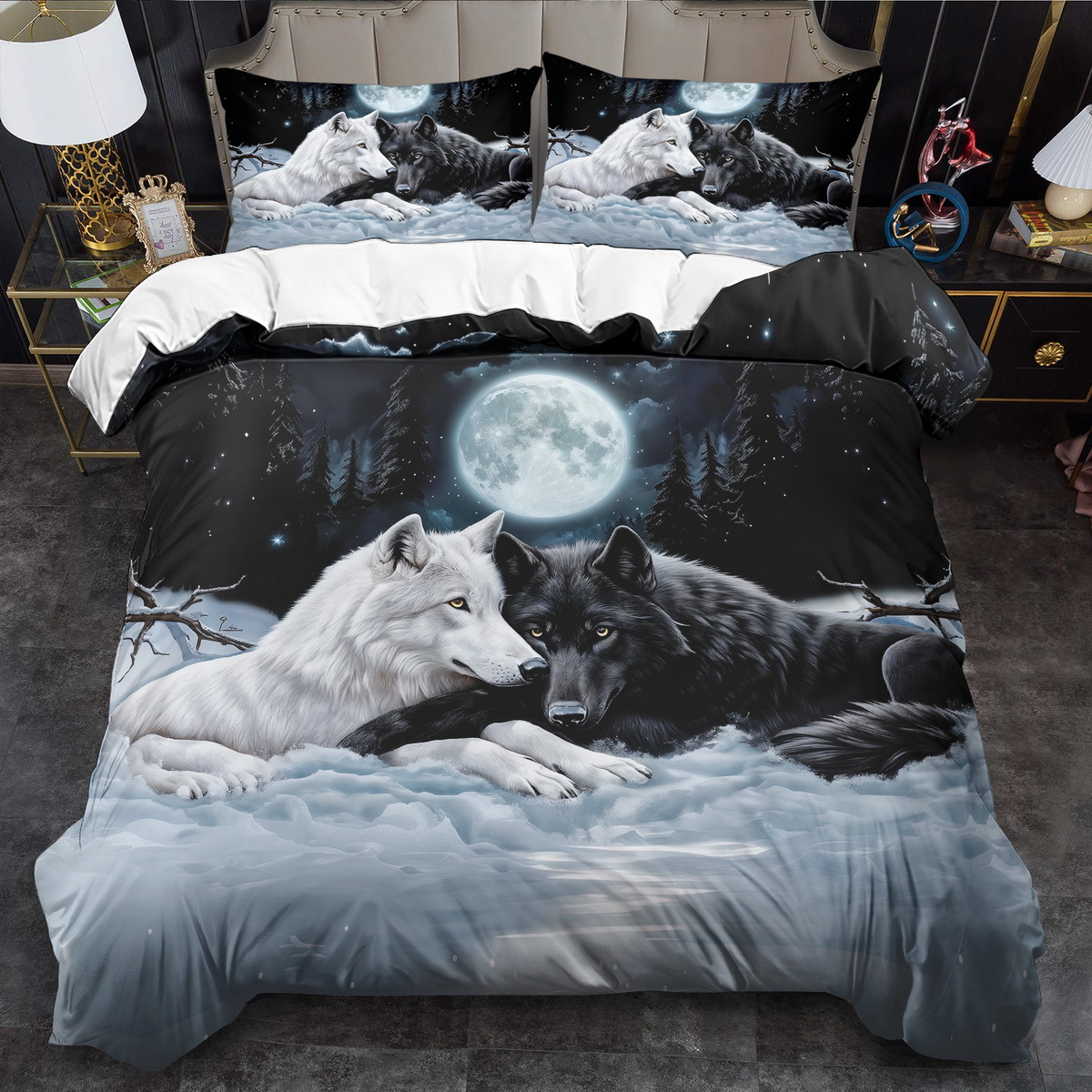 

Wolf- Duvet - 2/3pcs , Comfortable, Bedding Wolf , 's , 100% , Washable, Bedroom Or Set Includes 1 Duvet Cover + 1/2 Pillowcases, Not Included