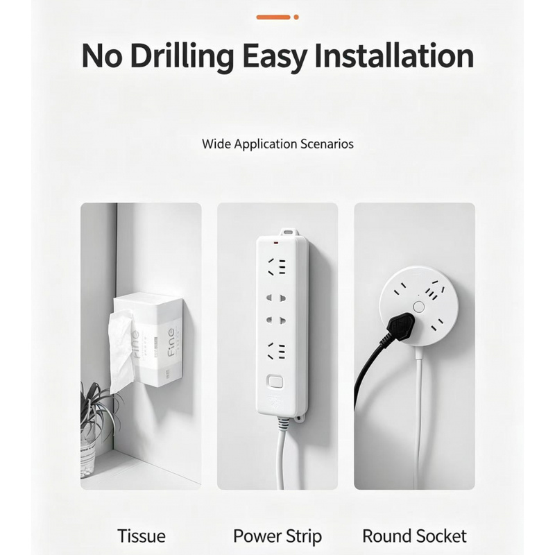 6pcs Plug and Socket Holder with Traceless Wall Mounted Hooks