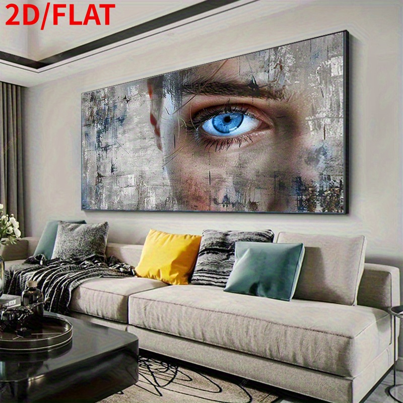 artikel foto   canvas wandkunst - modern abstract blauw oog schilderij met textuur achtergrond,  volle woon- en slaapkamer decoratie,    , perfecte kamerdecoratie 50x150cm (19.69x59.06 inch), lijstloos 2d/vlak