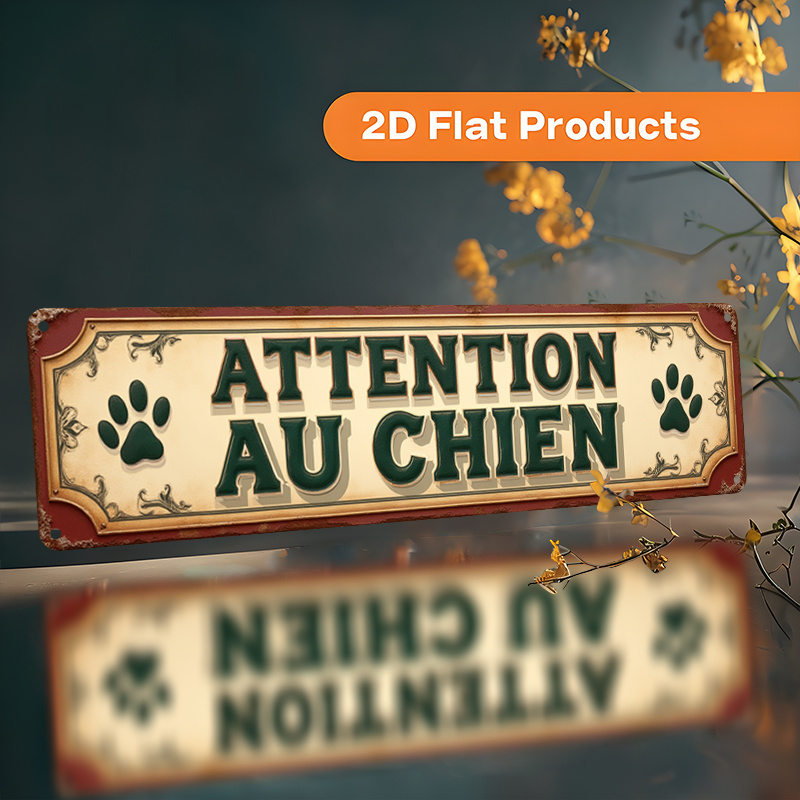 TEMU Plaque en aluminium 2D plate avec motif décoratif vintage 'ATTENTION AU CHIEN' pour 2D, parfaite pour la décoration de et les de porche