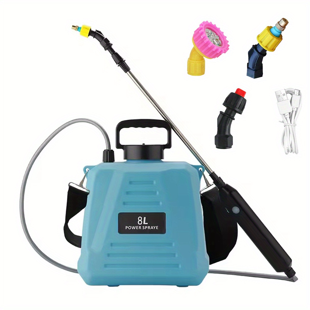 TEMU 8l Battery Powered Backpack Sprayer, Electric Sprayer, With 3 Mist Nozzles & Usb Rechargeable, Garden Pump Sprayer Bottle For Lawn, Garden