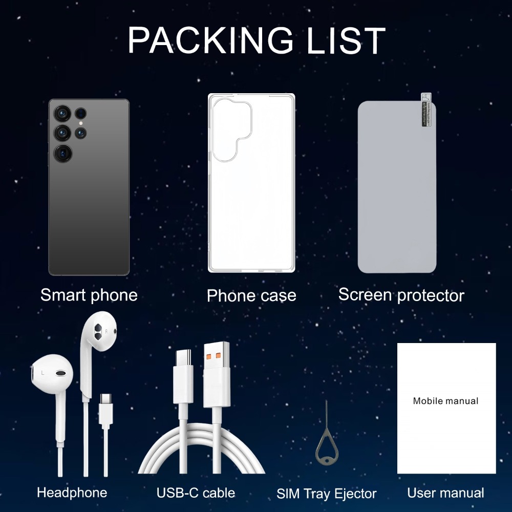 ultra smartphone featuring a 6 8 inch display   with an integrated stylus ultra large storage capacity   with headphones phone case data cable screen protector   visual experience   effect comfortable typing Product details 5