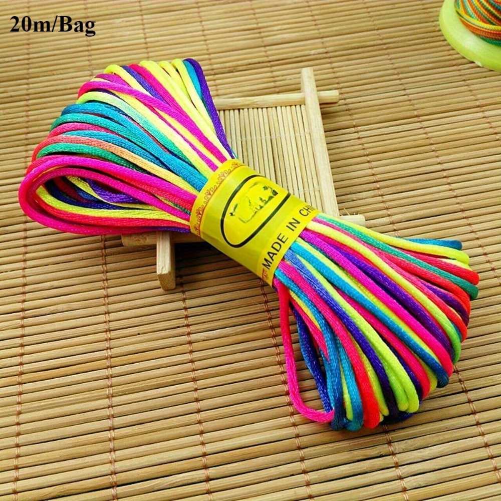 E-shop 20m/Beutel Bunte Geflochtene Schnur DIY Schmuckherstellung für Handgewebte Armbänder, Halsketten, Bunte Seilaccessoires