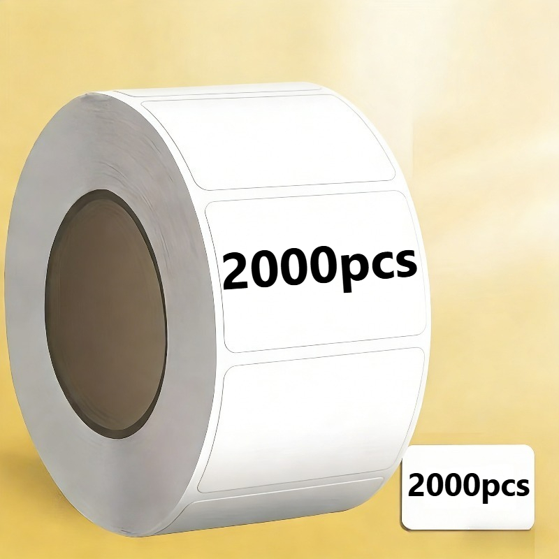 TEMU 2000 Étiquettes Autocollantes - Adhésif Puissant, Notes de Classification Amovibles, Étiquettes Rectangulaires Blanches de Papeterie et