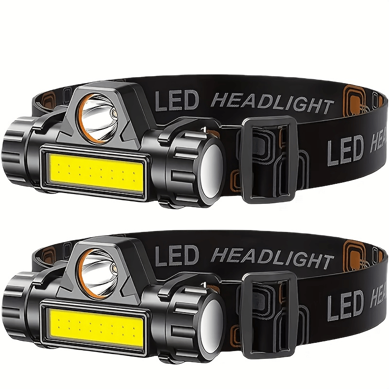 2pcs Ultra-Bright LED Headlights Rechargeable Flashlights