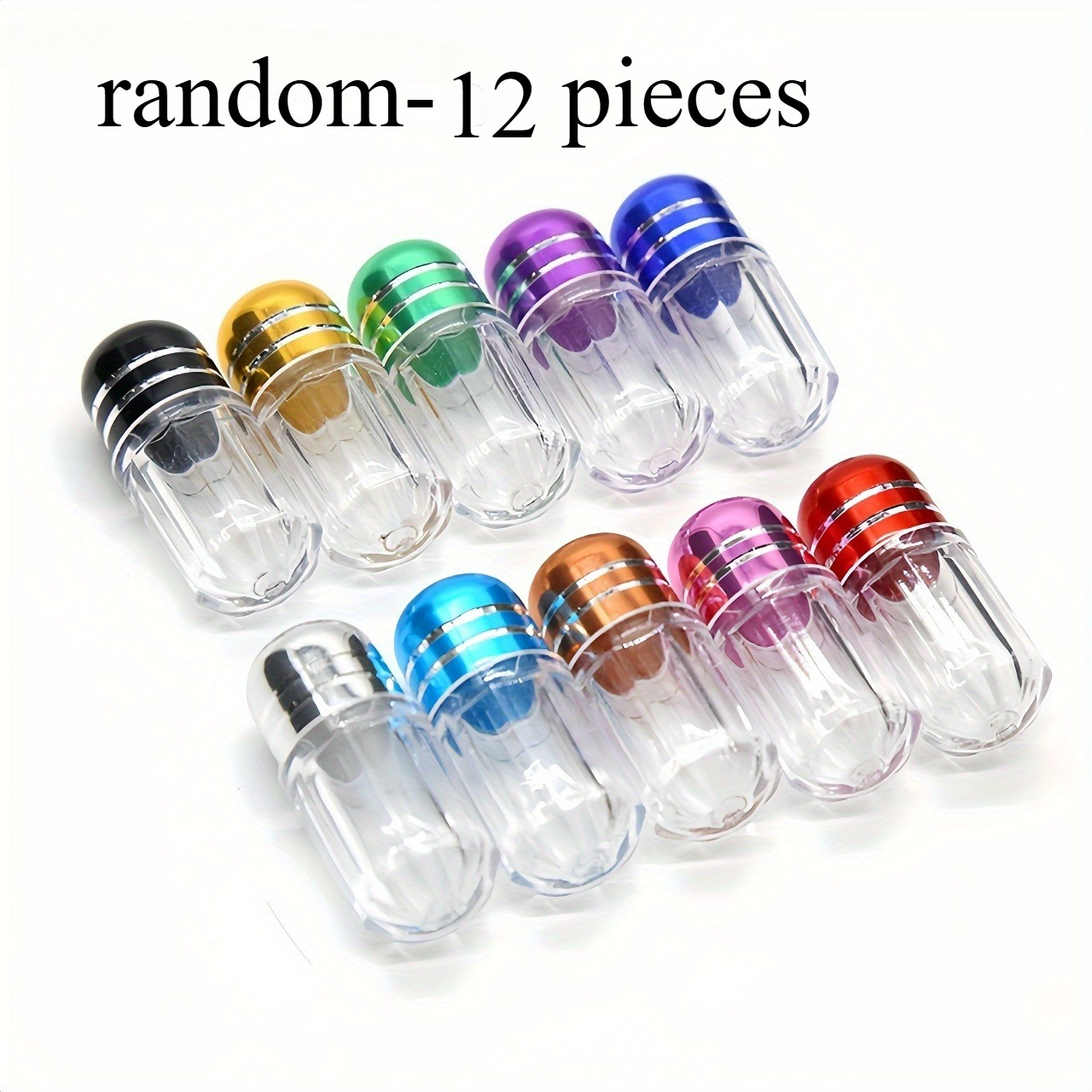 TEMU Random 12pcs Transparent Travel Capsule Bottle With Metal , Plastic Container For Personal Medicine And Small Items Storage - , Portable Vial,