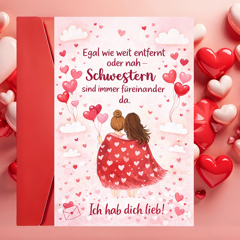 E-shop 1 Grußkarte + 1 Umschlag – Herzliche Schwester-Wertschätzungskarte – , um die besondere Bindung zwischen Schwestern an Geburtstagen, Feiertagen