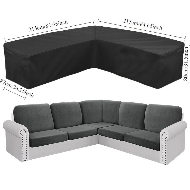 Image of Outdoor V-shaped Furniture Cover - Uv Protection, Buckles And Drawcords For A , All Weather Black Sofa Cover, In Multiple Sizes