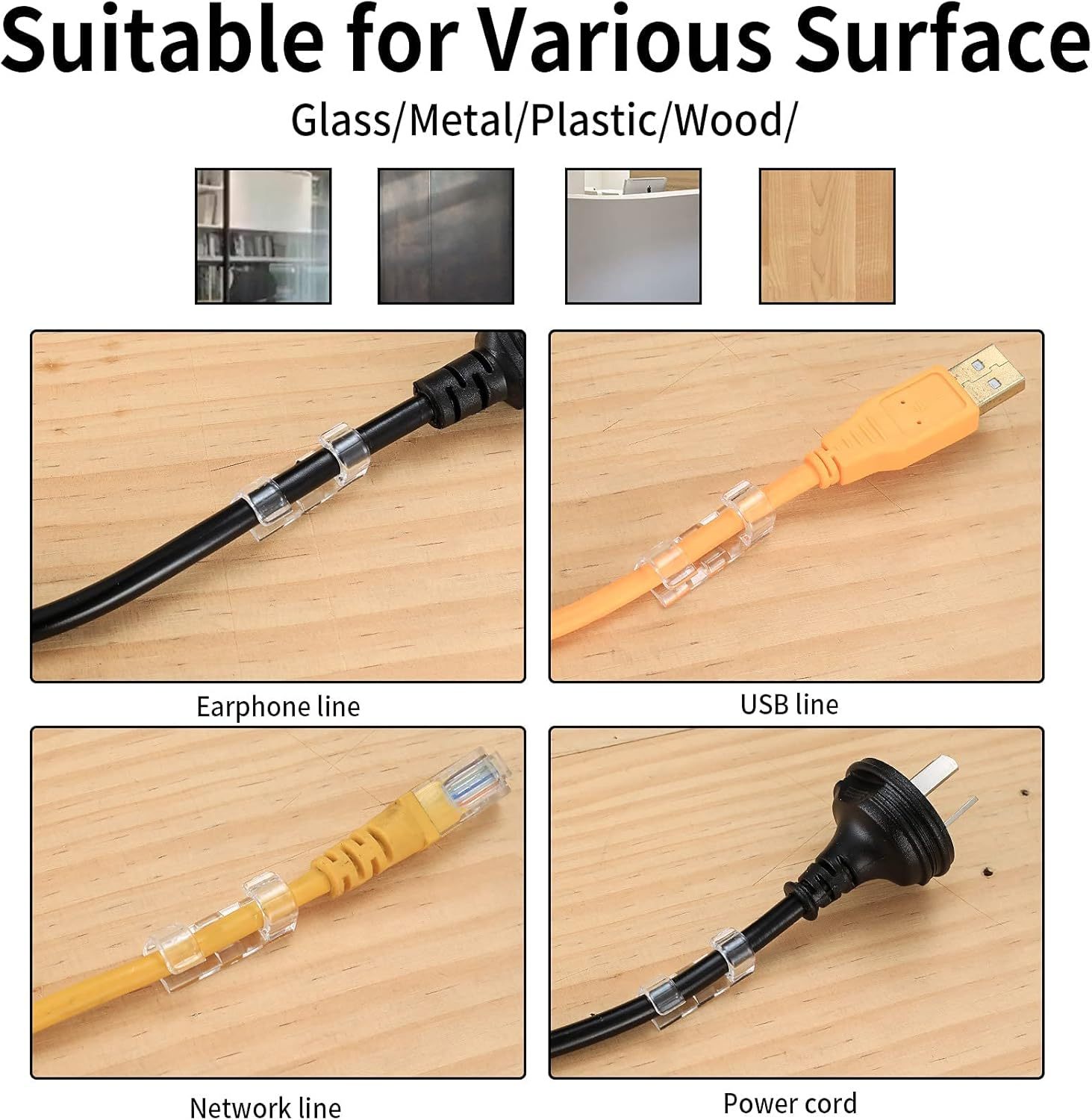 120 clips adhésifs   pour câbles, matériau pc, supports dorganisation de câbles,   des fils pour  , bureau, maison, bureau, pc, tv, ordinateur portable, câbles ethernet -   pile requise détails 5