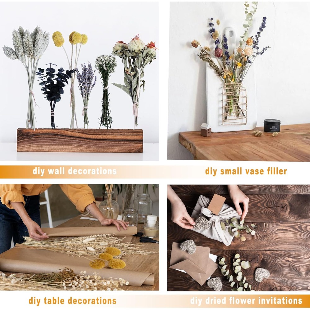 Image of 126pcs Of Assorted Dried Flowers, Of Natural Pampas Mixed Dried Flower Set, Perfect For Bohemian Home Decor, Room Decoration, Drawers & Closets, Resin Art Projects & Mini Handmade Flower