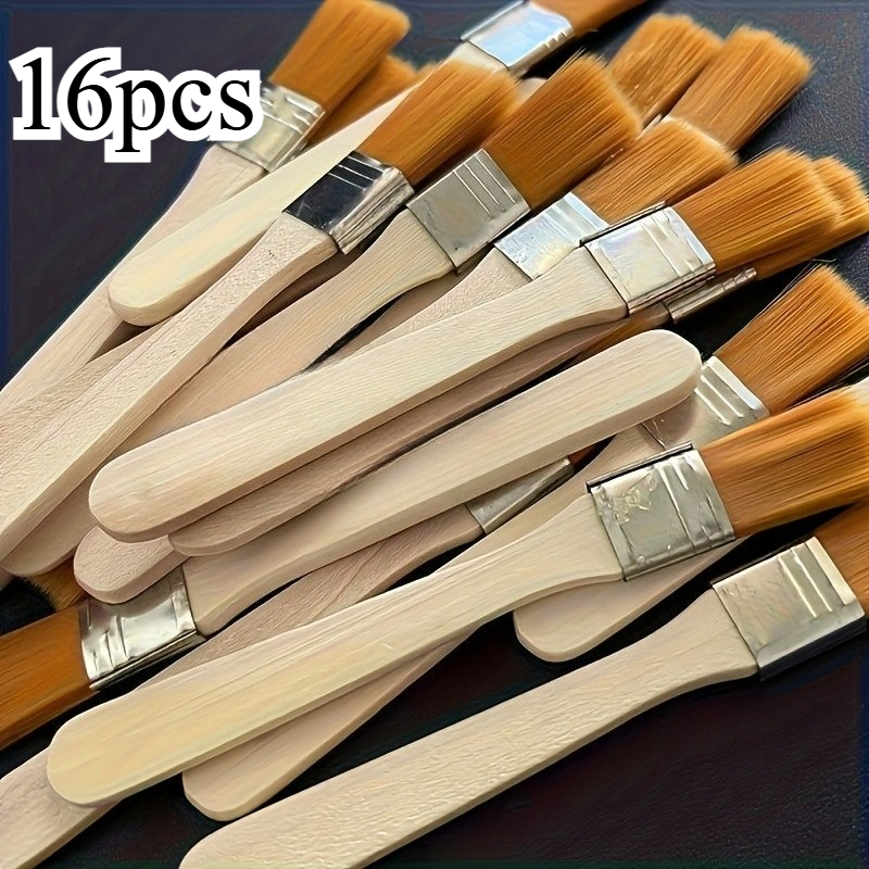 TEMU 16pcs Set Of Home Decor Paint Brushes - Small Brushes, Perfect For Painting, Staining, And Decorating Your Home. Compact Painting Tools Make A