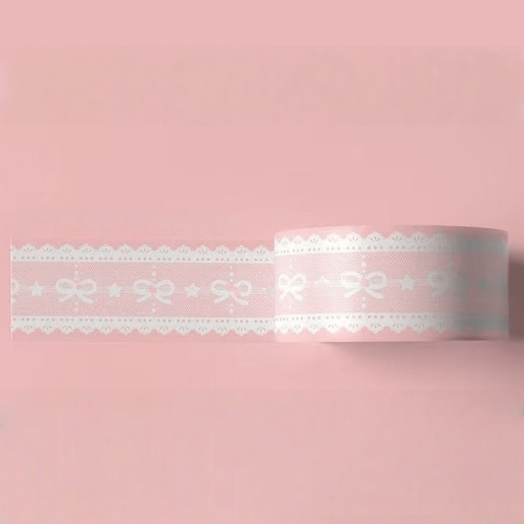 E-shop 100M Rolle transparentes Spitzenband mit Schleifen, ideal zum Dekorieren von Geschenkboxen und Versiegeln, zum Geschenkverpacken